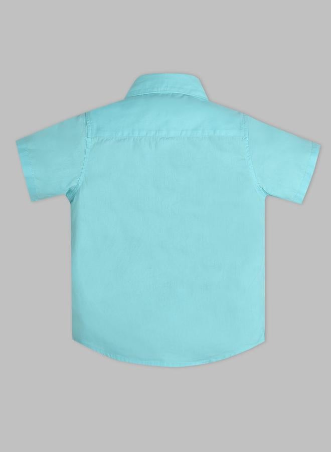 Infinity Kids Aqua Blue Cotton Short Sleeves Shirt - Image 4