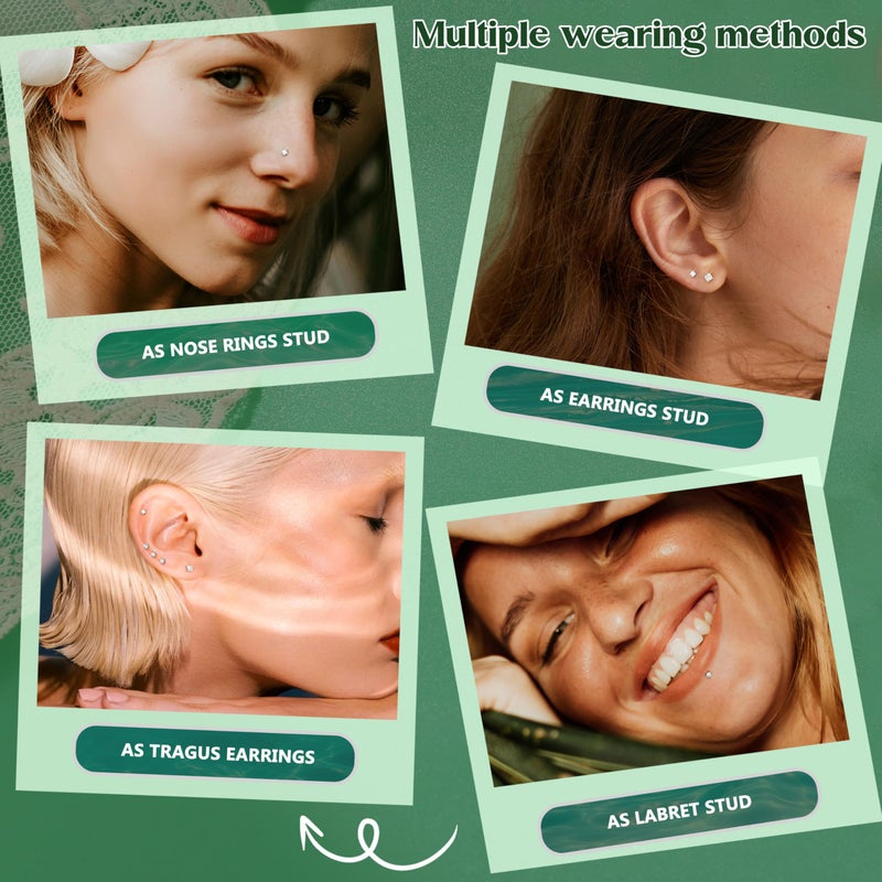 MILACOLATO Nose Rings, 15Pcs 20G Hypoallergenic Surgical Stainless Steel L Shaped Studs Cubic Zirconia Nose Ring Studs for Women Men - Image 3