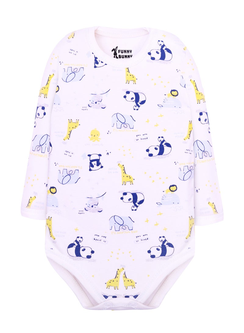Funny Bunny Pack of 3 Long Sleeve White Printed Colors Bodysuit for Baby Girl - Image 3