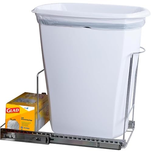 HOLDN’ STORAGE Pull-Out Trash Can for Cabinet - 12 Gal / 48 qt – Heavy-Duty Chrome, Smooth Slide with Trash Bag Storage – Fits 13" Cabinet Opening (Bin Not Included) - Image 1