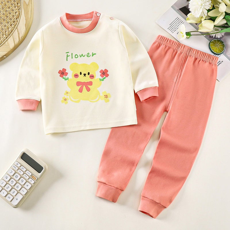 Children's Cotton Thermal Underwear Set – Cartoon Design for Infants and Toddlers - Image 1