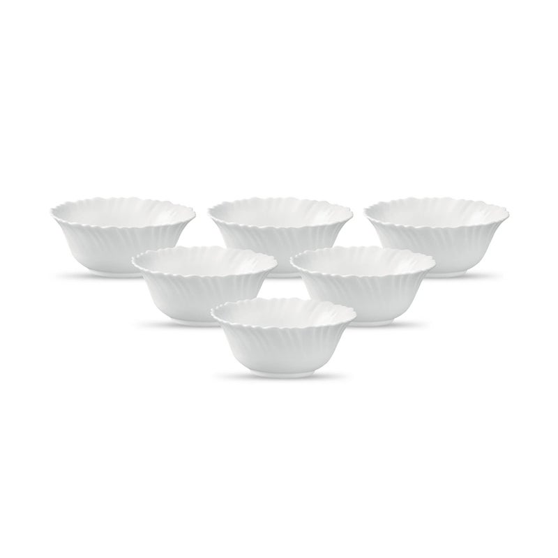 La Opala Diva, Classique Collection, Opal Glass Vegetable Bowl Set 6 pcs, Plain White - Image 4