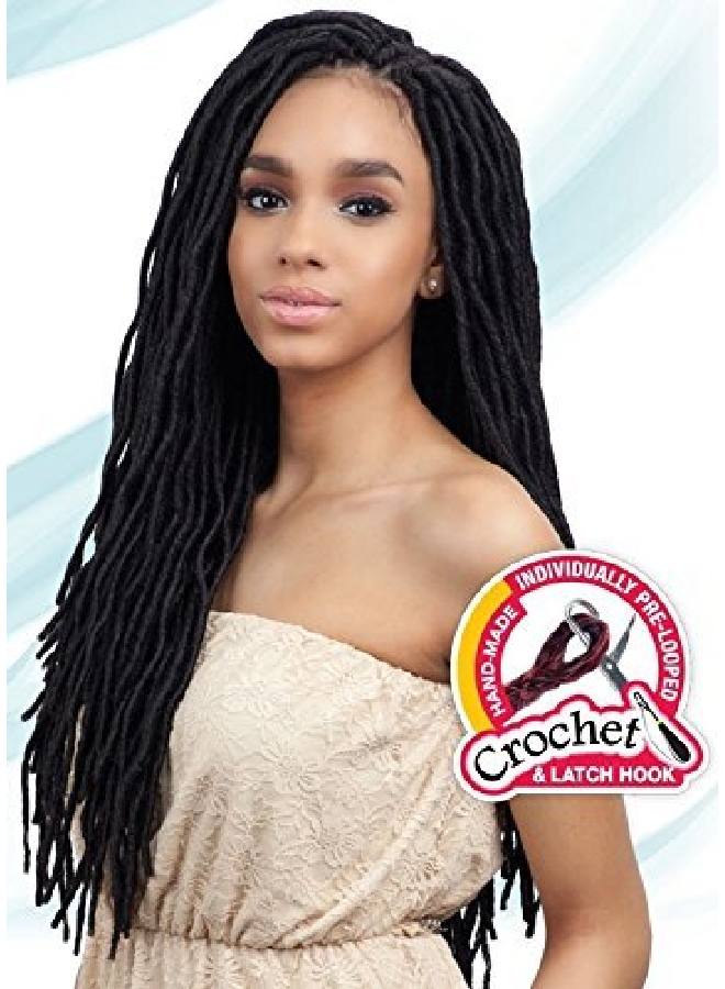 Freetress 2X Soft Wavy Faux Loc 20" (1B Off Black) Freetress Synthetic Crochet Braid Dread Locks  - Image 3