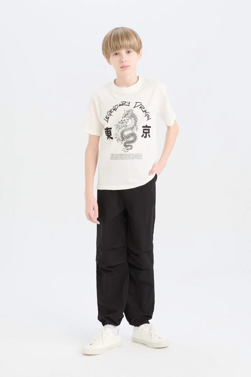 ديفاكتو Boy Crew Neck Printed Short Sleeve T-Shirt