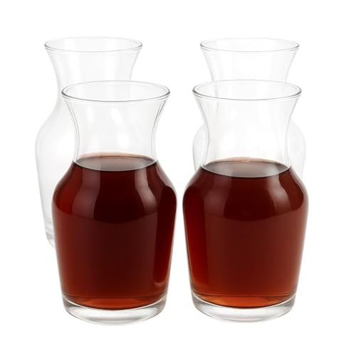 Veans Tableware Single Serving Glass Wine Carafe 65 oz  Mini Decanters  Small Individual Carafes set of 4  wcoasters 