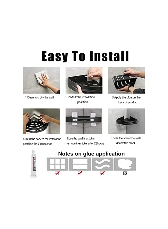 Raxoom Corner Shower Caddy,Adhesive Bathroom Stainless Steel,No Drilling Wall Mounted Shower Organizer,Shelves Floating Shelves for Kitchen,Bathroom Organizer - Image 4