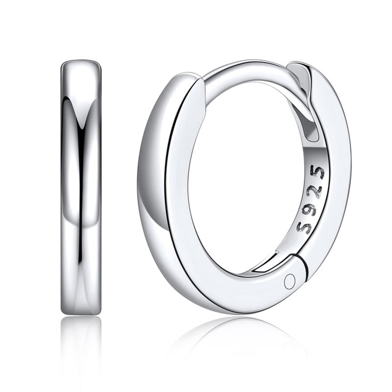 Silvora Sterling Silver Hoop Earrings for Women, Small Hoops Earring for Women 925 Sterling Silver Huggie Cartilage Earring Hypoallergenic Dainty Earrings 8MM hoop earrings - Image 1