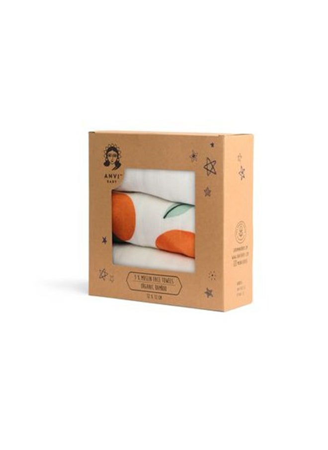 Anvi Baby Organic Bamboo Face Cloth Set of 3 Orange Orchard  - Image 2