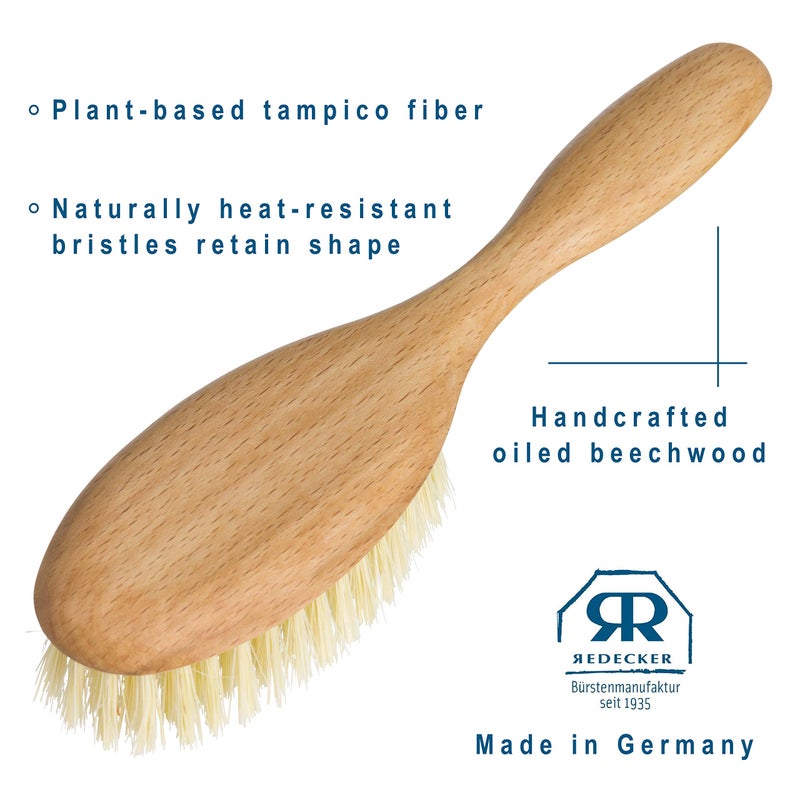 REDECKER Tampico Fiber Hairbrush with Oiled Beechwood Handle, 8 inches - Natural Bristle Hair Brush Vegan - Natural Fiber Hair Brush - Wooden Hairbrush Soft Bristles - Tampico Bristle HairBrush - Image 5