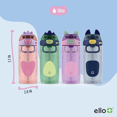 Ello Ellies 16oz Plastic Kids Water Bottle with Straw and Built-in Carrying Handle and Leak-Proof Locking Lid for School backpack, Lunchbox and Outdoor Sports, Unicorn - Image 4