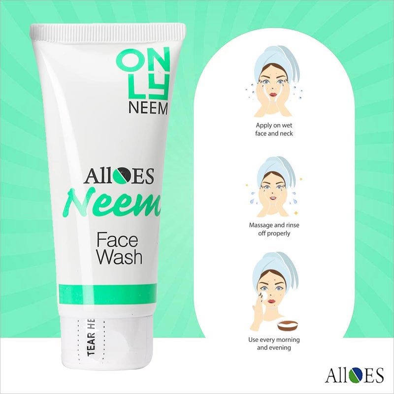 ALLOES PHARMACEUTICALS ALLOES Neem Face Wash for OilyAcne ProneNormal Skin  Daily Use Cleanser For Men and Women  Prevents PimplesPores And Blackheads  75 gram each  - Image 5