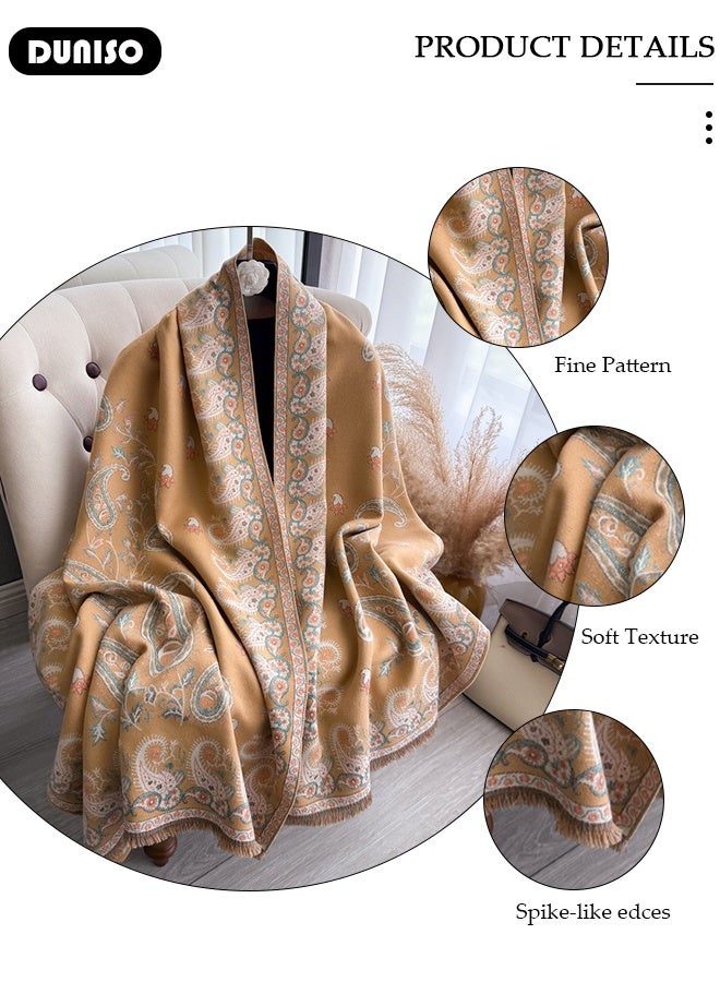 DUNISO كارديجان كاجو مطبوع وشالات نسائية لغرف مكيفة الهواء وأوشحة لحماية الرقبة ومعاطف وواقيات للرياح وكارديجان وواقيات للرياح لمكتب الدفء وحماية الرقبة وشالات - Image 5