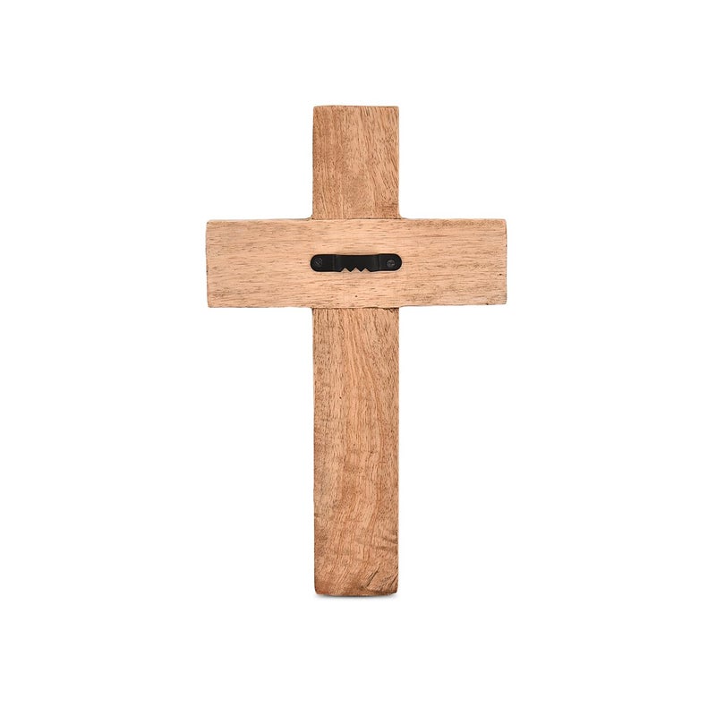 EDHAS Mango Wood White Cross Carved Floral-Design Family Cross Decor,Home Decoration (10" x 6" x 0.5") - Image 4