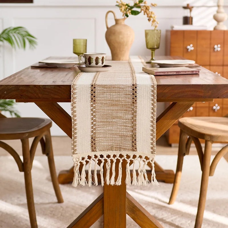 Y&D Hot Sale Simple American Country Style Cotton Table Runner with Tassels – Decorative Dining Table Runner for Party and Everyday Use - Image 4