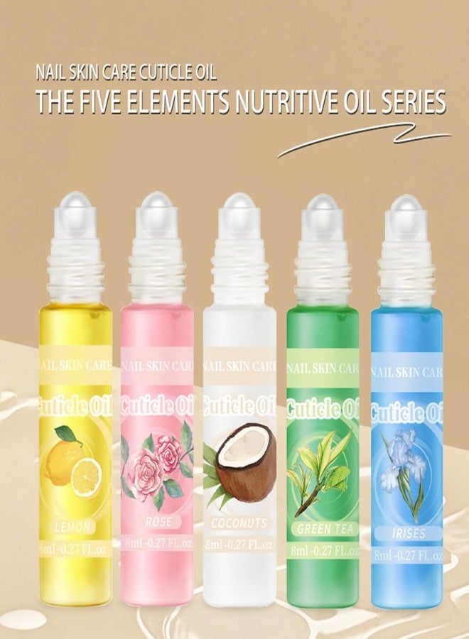 SULLMAR 5pcs Cuticle Oil Roller Nourishing Moisturizing Roll On Cuticle Oil for Convenient Portable Nail Rollerball for On the Go Hydration and Care - Image 2