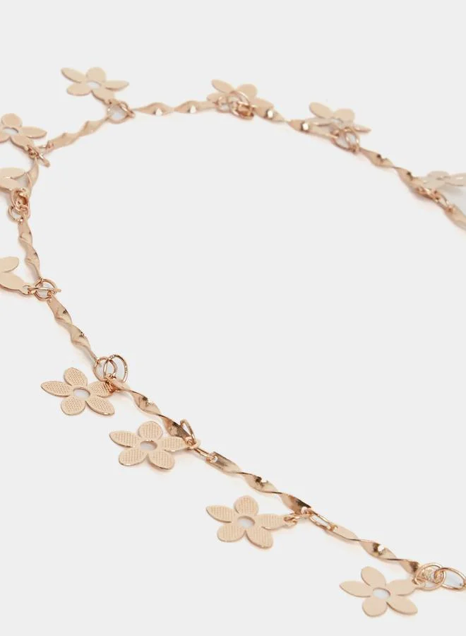 Styli Flower Drop Chain Anklet with Lobster Clasp Closure