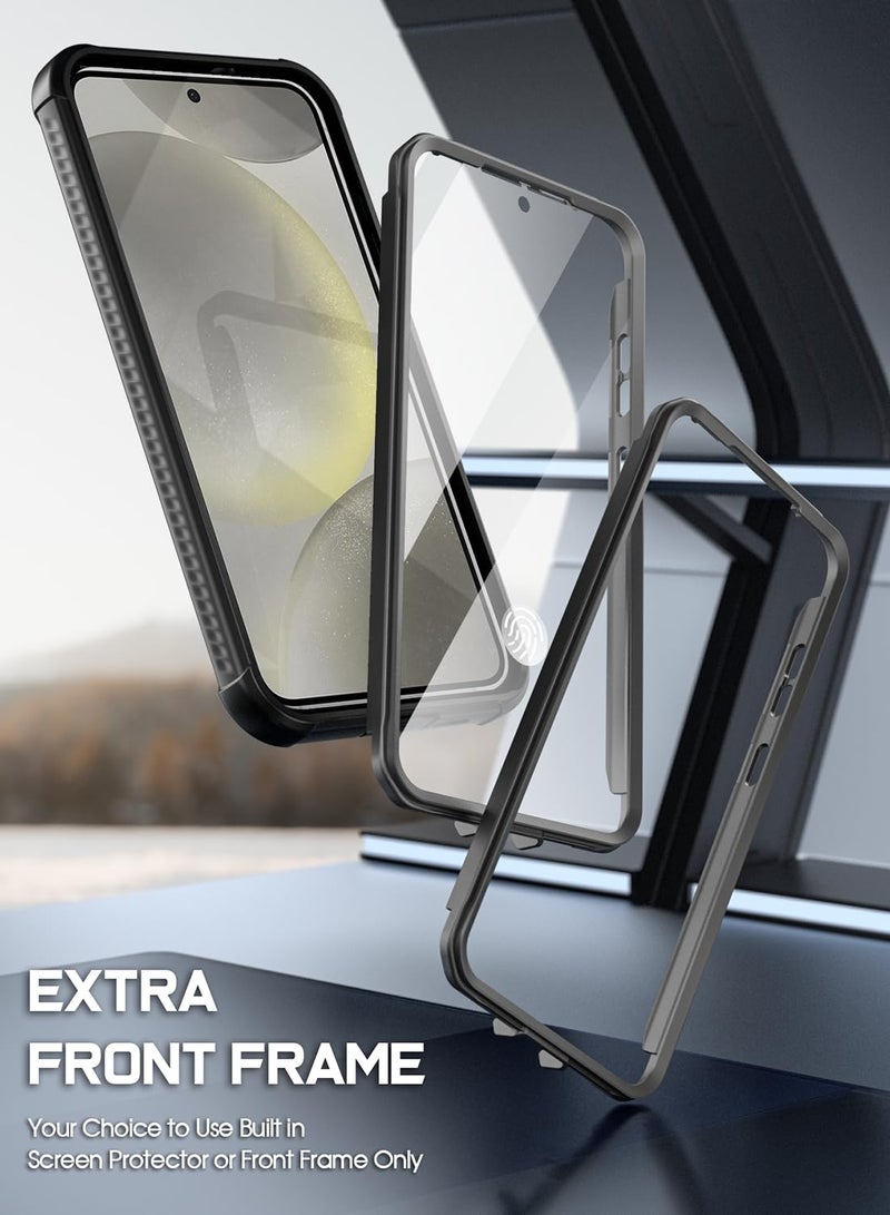 Poetic Guardian Case for Samsung Galaxy S24+ Plus 6.7", [Built-in Camera Stand] [Screen Protector Work with Fingerprint ID] Full Body Shockproof Protective Rugged Clear Cover, Black/Clear - Image 4