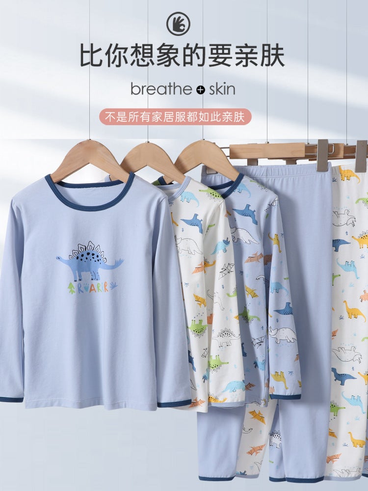 Children'S Lycra Cotton Autumn Clothes Autumn Pants Suit New Style Underwear For Boys And Girls Suit Air-Conditioning Clothes Pajamas Suit - Image 3