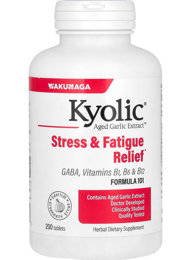 kyolic Aged Garlic Extract, Stress & Fatigue Relief, Formula 101, 200 Tablets