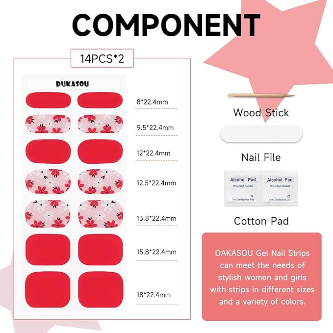 ملصقات أظافر جل ديوكاسو 28 قطعة زهور شبه معالجة ملصقات أظافر جل طويلة الأمد لحديقة سرية ملصقات ذاتية اللصق تتطلب ضوء UV و LED سهلة التطبيق والإزالة