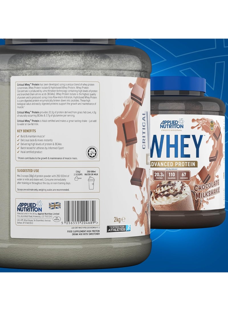 أبلايد نيوتريشن ابلايد نيوتريشن مسحوق بروتين مصل اللبن من كريتيكال بوزن 2 كجم - مسحوق بروتين مصل اللبن مع نسبة عالية من البروتين - مخفوق البروتين - مكمل غذائي (2 كجم - 76 مخفوقة) (2 كجم، شوكولاتة ميلك شيك) - Image 4