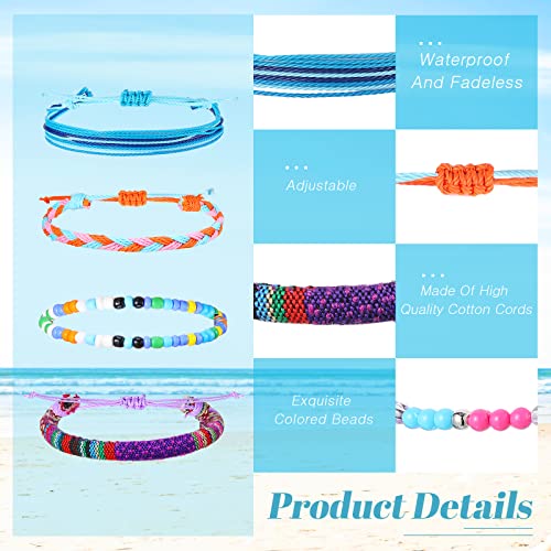 Remerry 48 Pieces Handmade Friendship Bracelets Bulk Boho Adjustable Woven Braided Bracelets for Women Men Colorful Beaded Bracelet Stacking Elastic Beaded Anklet Jewelry for Concert Party Summer Gift - Image 5