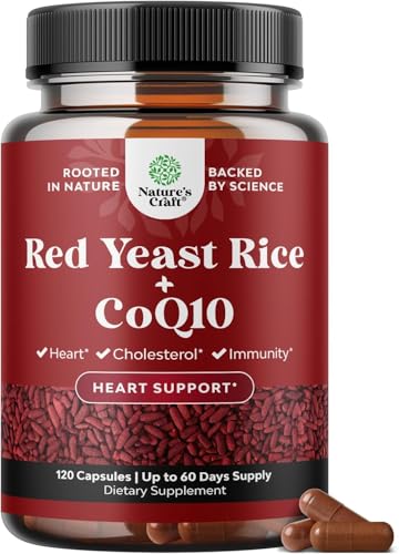 Natures Craft Red Yeast Rice with CoQ10 Supplement Advanced Healthy Heart Healthy Cholesterol Levels Formula for Men Women Extra Strength Capsule with Red Yeast Rice 1200 mg Capsules with CoQ10 120 Count - Image 2