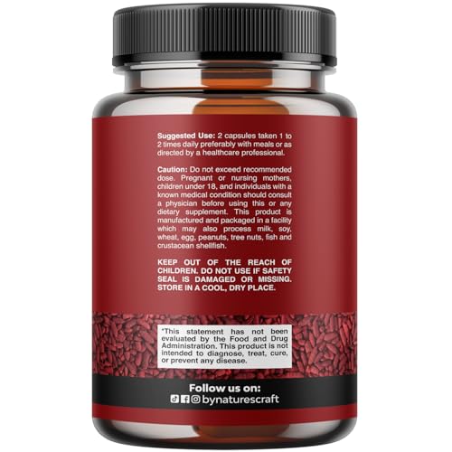 Natures Craft Red Yeast Rice with CoQ10 Supplement Advanced Healthy Heart Healthy Cholesterol Levels Formula for Men Women Extra Strength Capsule with Red Yeast Rice 1200 mg Capsules with CoQ10 120 Count - Image 5