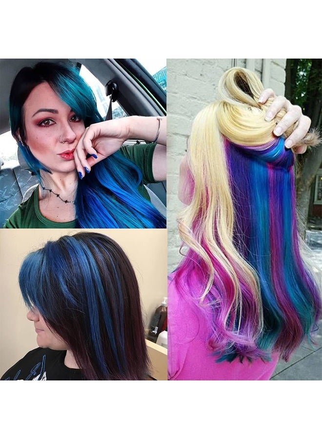 KGBFASS 24 Packs Colored Clip in Hair Extensions 20'' Colorful Straight Hair Extensions Clip in for Kids Multi-Colors Party Highlights Hairpieces(Pink,Purple,Blue) - Image 4