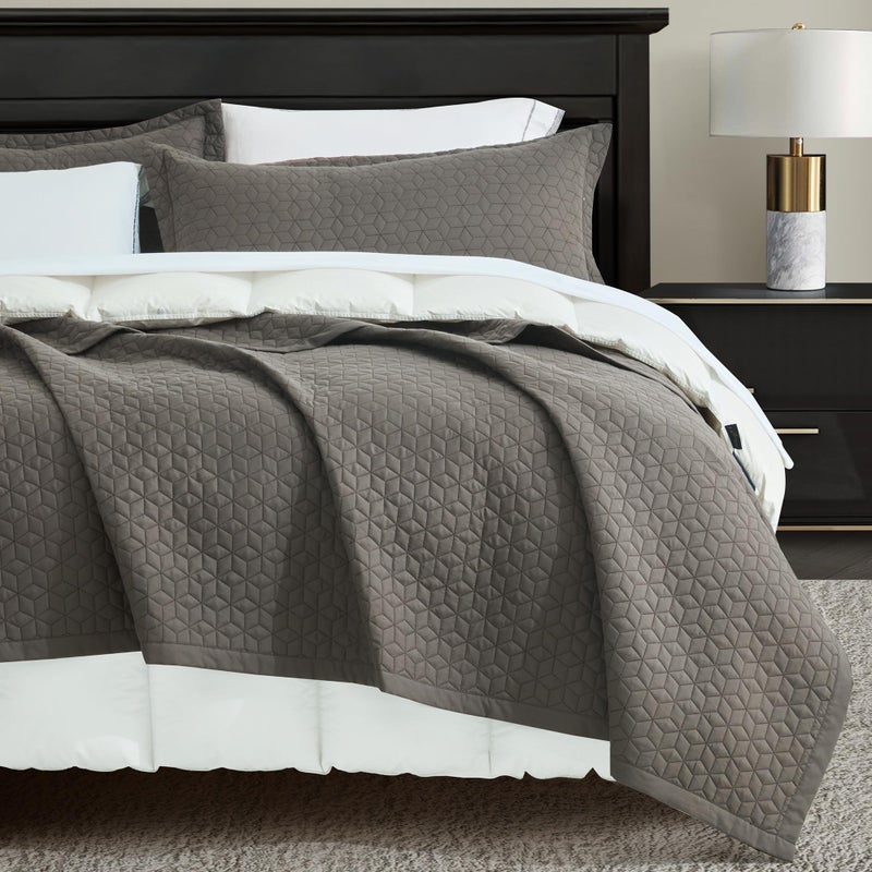 Blythease Oversized King Bedspread 128x120 Extra Wide, Modern & Contemporary Look, Lightweight Bedding Cover, Reversible, 5 Piece, 100% Microfiber, Brown - Image 5