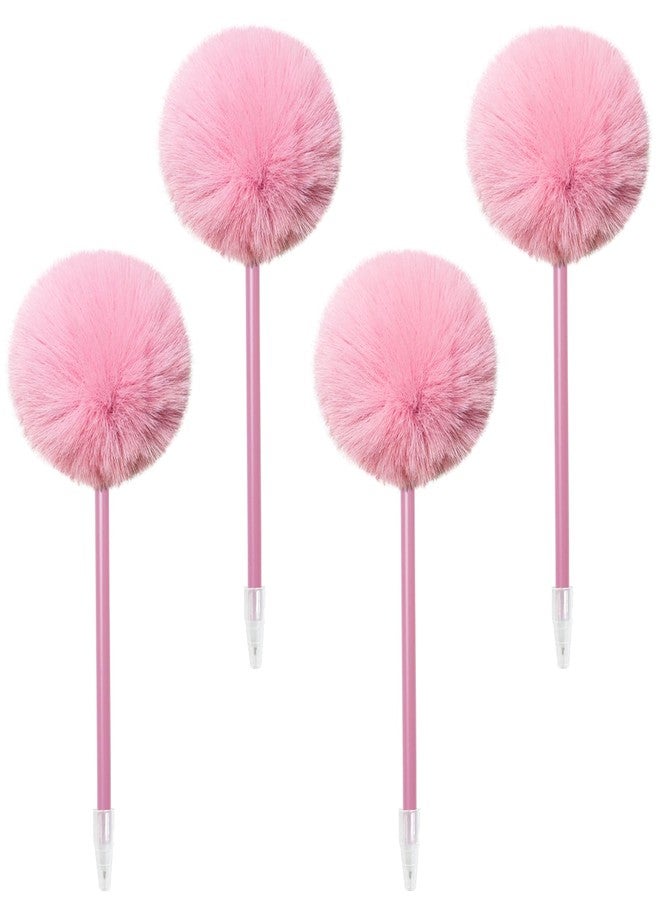 SBYURE 4 Pack Pom Pom Pen Cute Pens for Girls Fluffy Pompoms Plastic Ball Point Pens Fuzzy Pens for Kids Children School Office Use (Pink) - Image 1