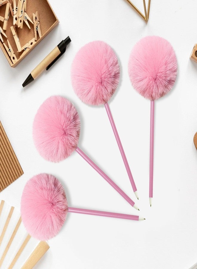 SBYURE 4 Pack Pom Pom Pen Cute Pens for Girls Fluffy Pompoms Plastic Ball Point Pens Fuzzy Pens for Kids Children School Office Use (Pink) - Image 4