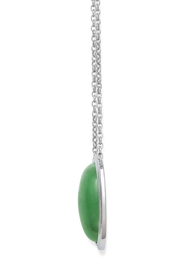 Belacqua Sterling Silver Natural Jade Necklace for Women - Image 2