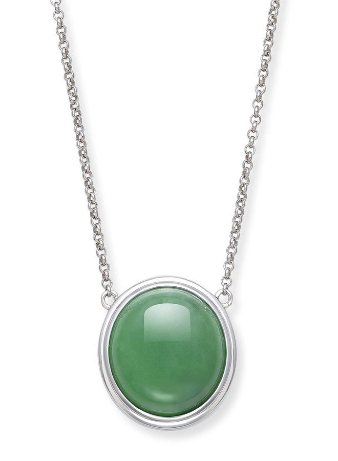 Belacqua Sterling Silver Natural Jade Necklace for Women - Image 1