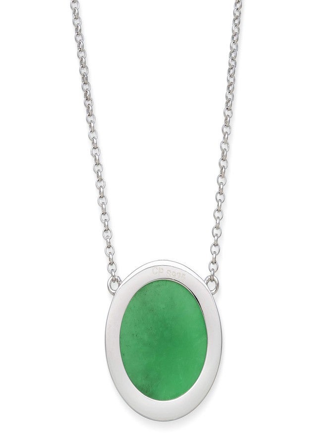 Belacqua Sterling Silver Natural Jade Necklace for Women - Image 3