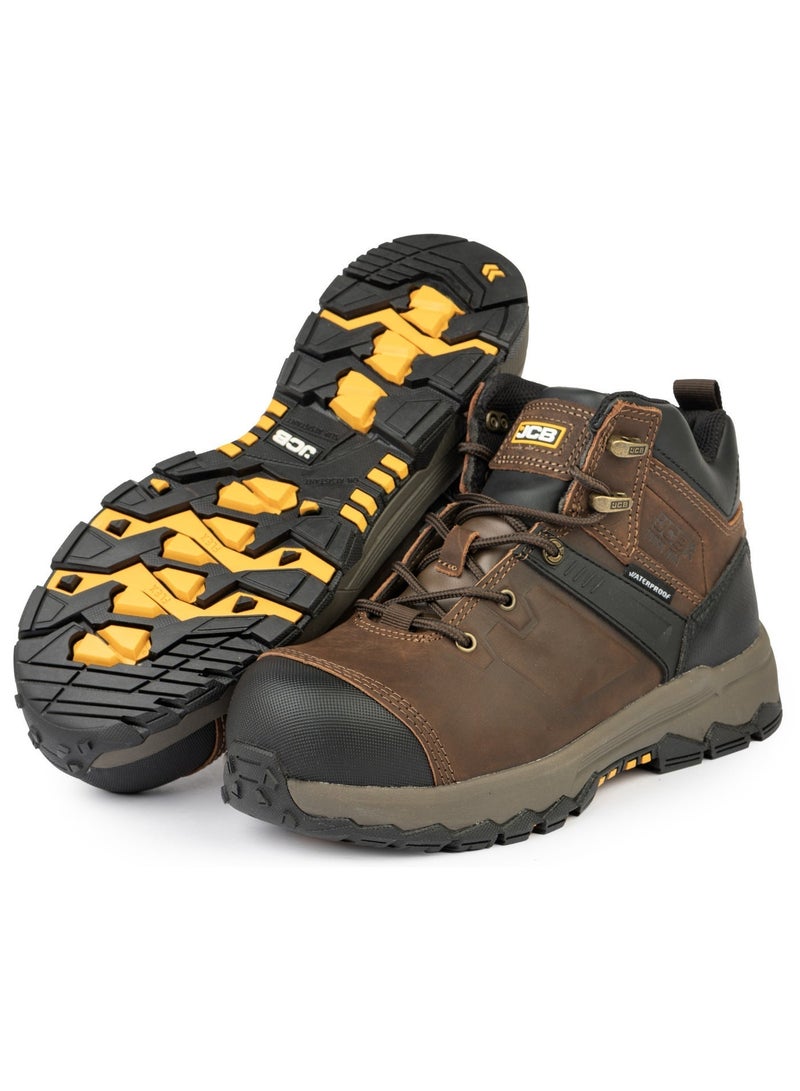 JCB Chukka 5 Inch Safety Shoes for Men JCB-006A | Alloy Toe – Waterproof, Oil, Heat & Slip Resistant, Certified Safety Shoe, EH – Mid Brown - Image 4