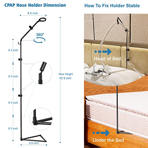 LONYEON CPAP Hose Holder - CPAP Hose Hanger for Bed Avoid Tangling and Prevent Blockage,Keeps The Air Hose Up and Away from Your Face and Arms to Make You Sleep Better,Black - Image 5