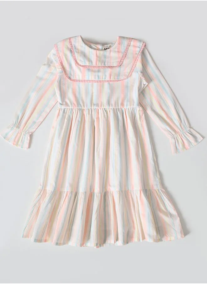 BELLA MODA Bella Moda Striped Tiered Knee-Length Dress