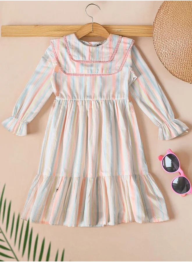 BELLA MODA Bella Moda Striped Tiered Knee-Length Dress