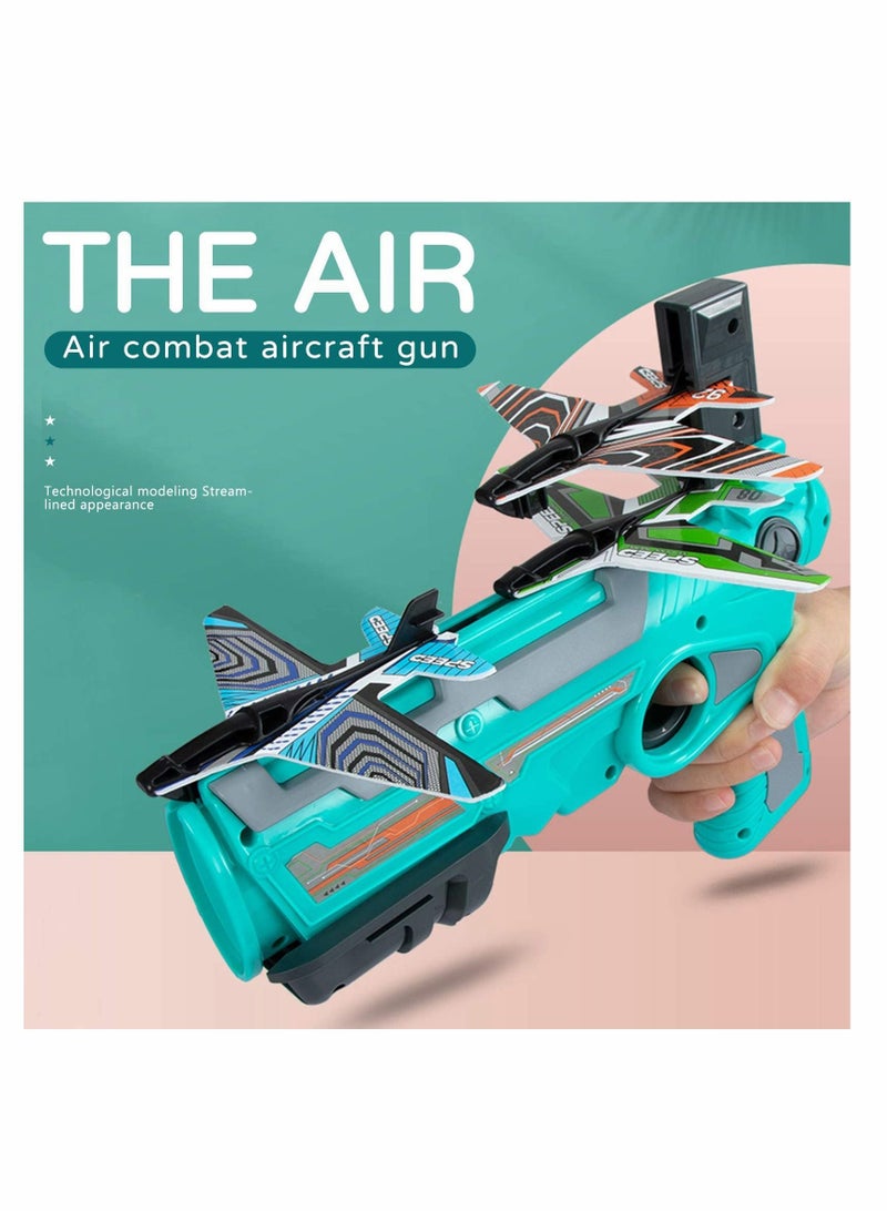 SYOSI Airplane Toy 2022 New Hot Toy Catapult Airplane Shooting Game Toy for Kids One-Click Ejection Model Foam Airplane with 4 Pcs Glider Airplane Launcher (Blue Set) - Image 4
