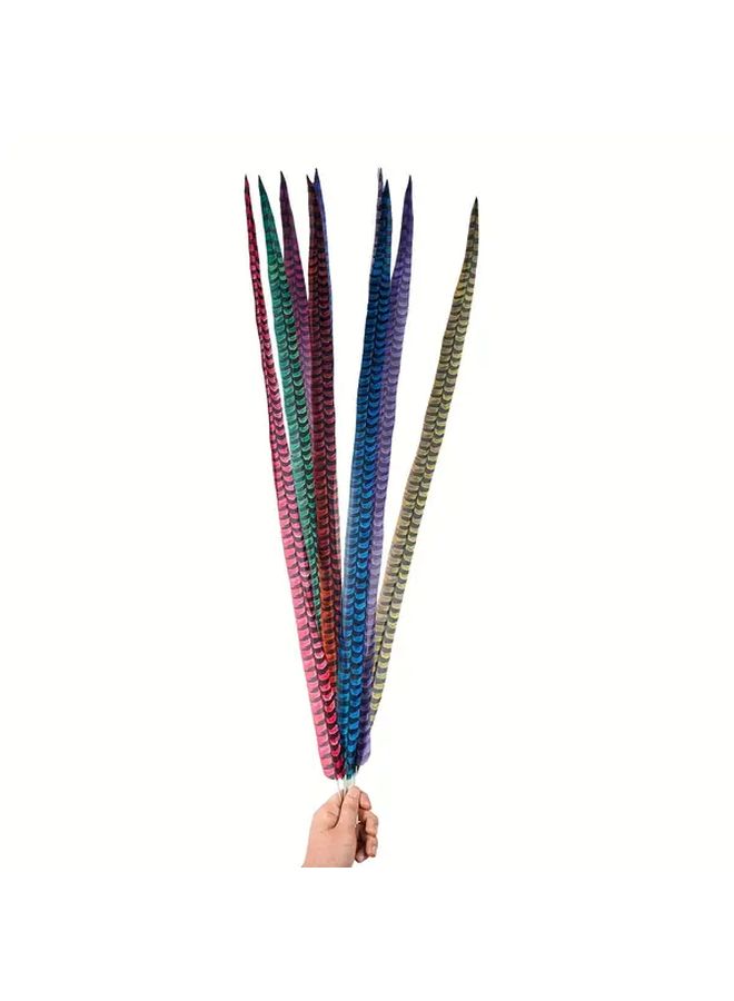 5 Realistic Tangerine Red Feathers 39 Inch Long Polyester Decorative DIY Craft - Image 4