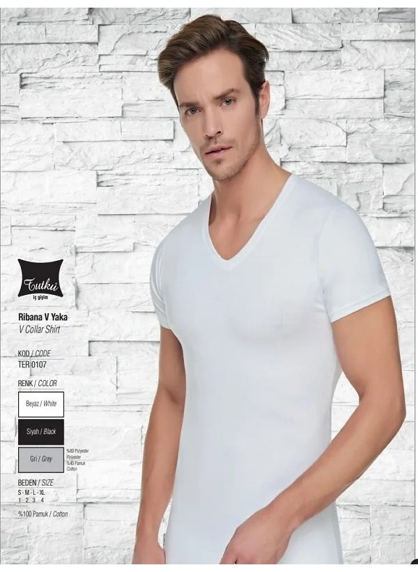 Tutku Passion Men's Rib V Neck Undershirt 6 Pieces