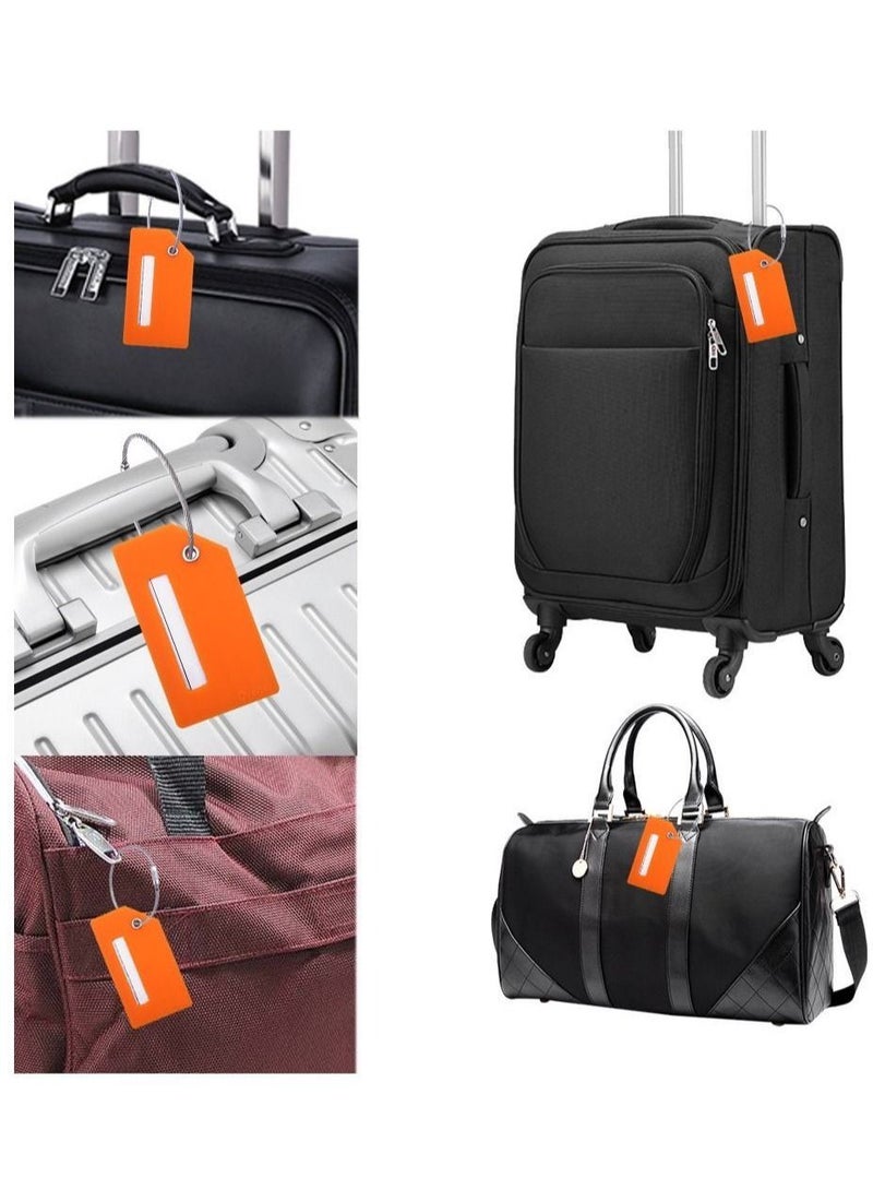 5 Pack Silicone Luggage Tag, With Name ID Card Quickly Spot Luggage Suitcase, Anti-lost Tag, Orange - Image 4