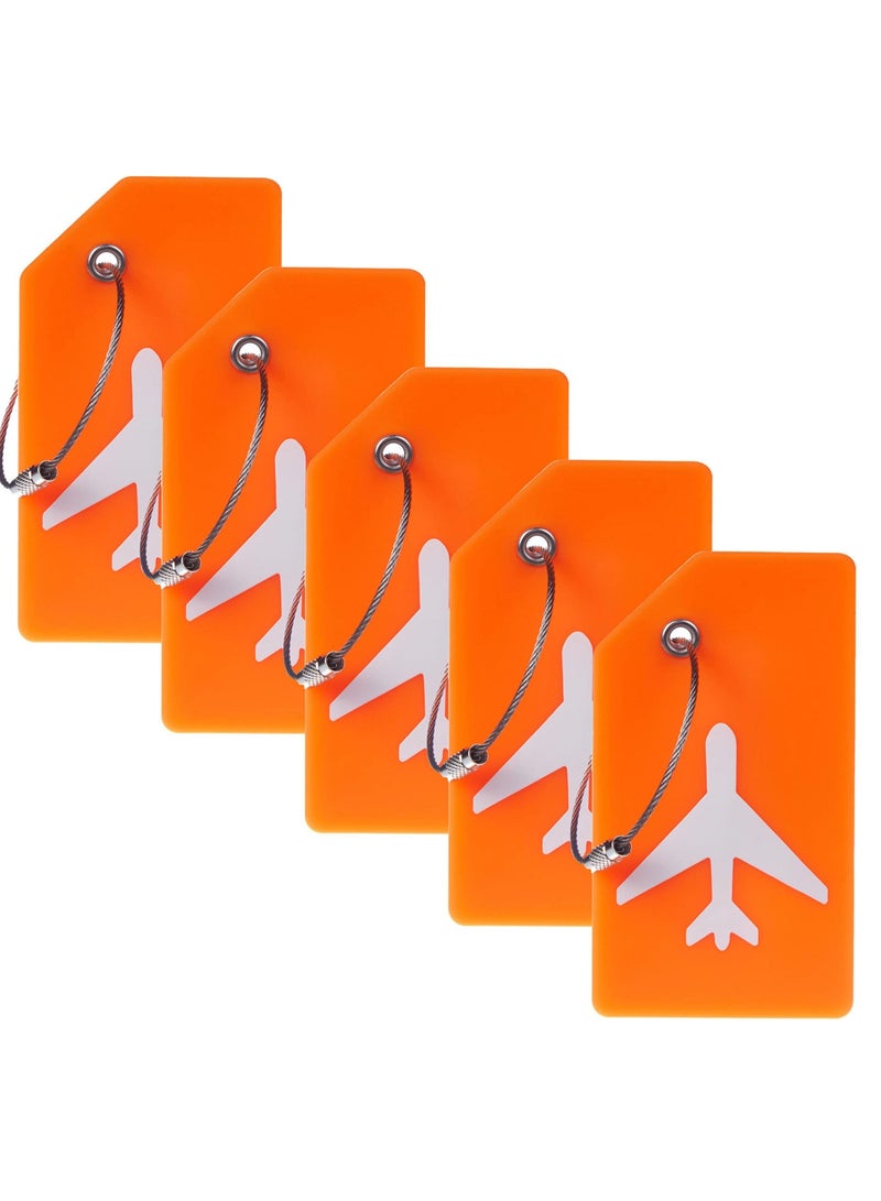 5 Pack Silicone Luggage Tag, With Name ID Card Quickly Spot Luggage Suitcase, Anti-lost Tag, Orange - Image 1