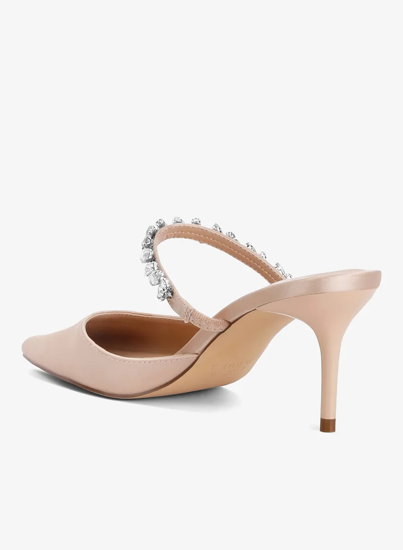London Rag Champagne Diamante Stiletto Mules Sandals in Champagne for Women | Best Price UAE
