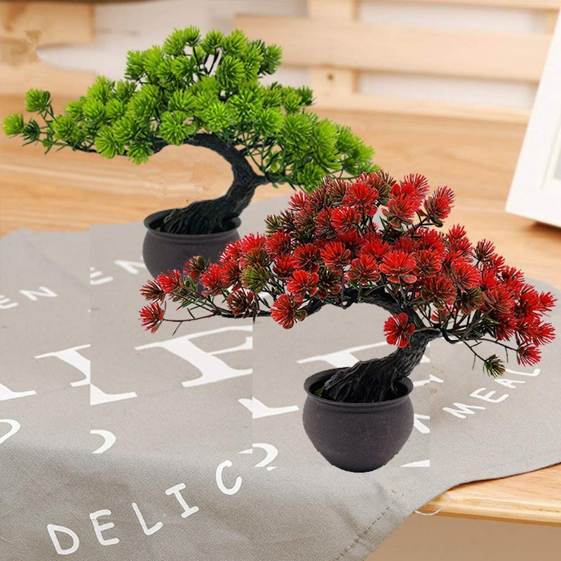 Fycooler Artificial Bonsai Tree Miniature Artificial Plants Potted Japanese Zen Tree 33 cm in Width Artificial House Plants Juniper Bonsai Fake Plant Greenery for Home Office Decor Desktop Display - Image 5