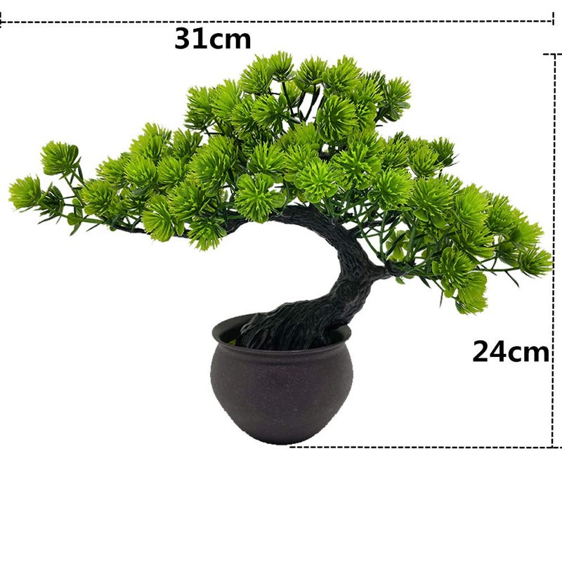 Fycooler Artificial Bonsai Tree Miniature Artificial Plants Potted Japanese Zen Tree 33 cm in Width Artificial House Plants Juniper Bonsai Fake Plant Greenery for Home Office Decor Desktop Display - Image 2