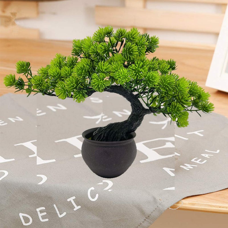 Fycooler Artificial Bonsai Tree Miniature Artificial Plants Potted Japanese Zen Tree 33 cm in Width Artificial House Plants Juniper Bonsai Fake Plant Greenery for Home Office Decor Desktop Display - Image 4