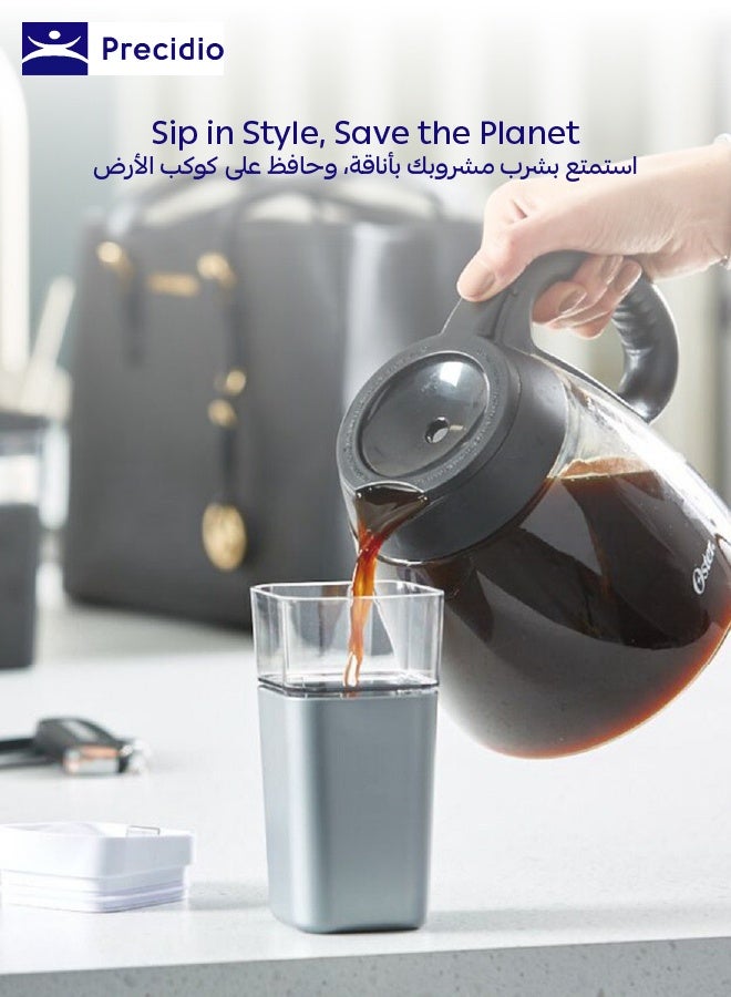 Precidio Kafe in the Box UNIQUE - Black | 12 oz/355 ml | Reusable Coffee & Tea Cup | BPA Free | Stylish & Convenient | Dishwasher Safe | Hot/Cold Sleeve | Eco-Friendly - Image 2