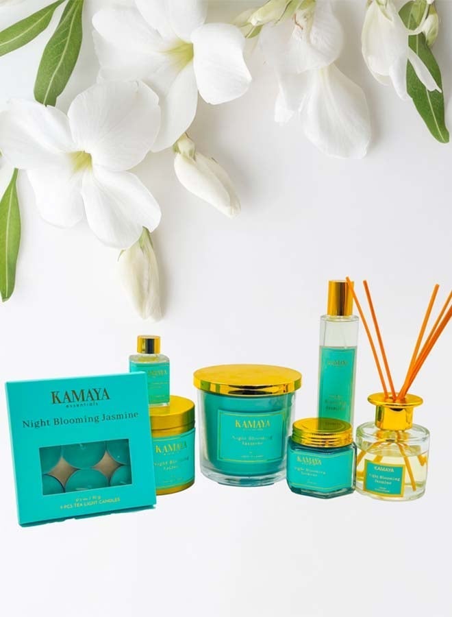 KAMAYA IRIS Collection Night Blooming Jasmine Scented Candle | 1-Wick Soy Wax, 8oz (227g) | Metal Jar Candle With Gold Finish - Image 5